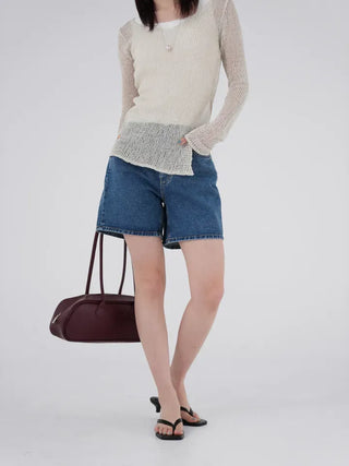 Piming part denim pants