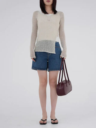 Piming part denim pants