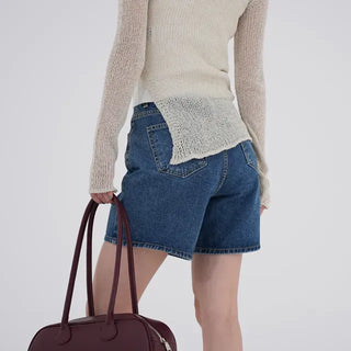 Piming part denim pants