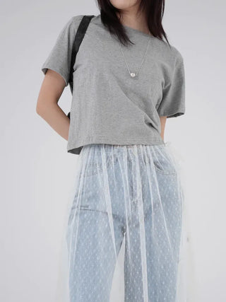 New England Round Neck Plain Basic Summer Short Sleeve Tee