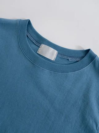 New England Round Neck Plain Basic Summer Short Sleeve Tee