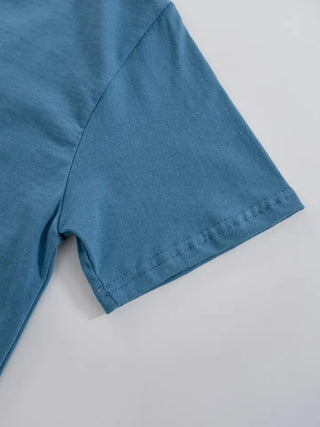 New England Round Neck Plain Basic Summer Short Sleeve Tee