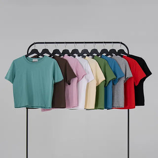 New England Round Neck Plain Basic Summer Short Sleeve Tee