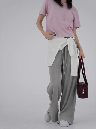 Gaining Slit Pleated Pants
