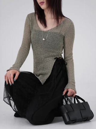 Gaining Slit Pleated Pants