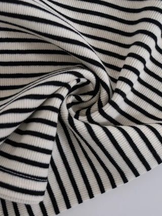 Beginning Back Slit Striped Short Sleeve