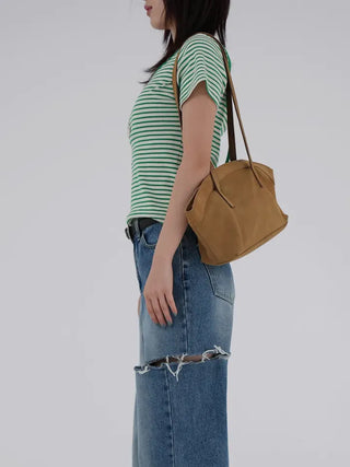 Beginning Back Slit Striped Short Sleeve