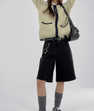 Coron Black Half Cotton Pants