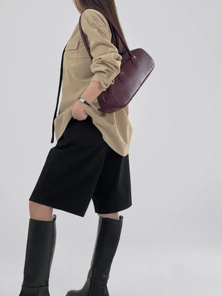 Coron Black Half Cotton Pants