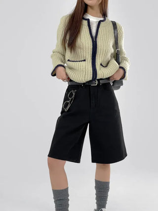 Coron Black Half Cotton Pants