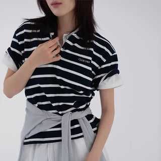 Embroidered collared short-sleeve tee