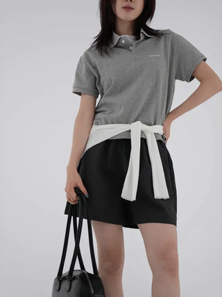 Embroidered collared short-sleeve tee