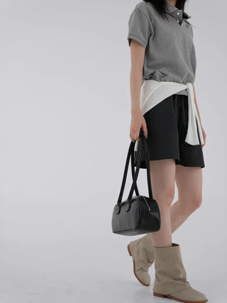 Embroidered collared short-sleeve tee