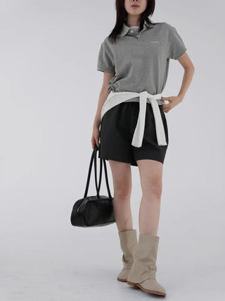 Embroidered collared short-sleeve tee