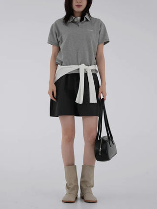 Embroidered collared short-sleeve tee