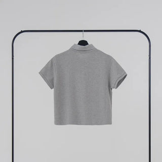 Embroidered collared short-sleeve tee