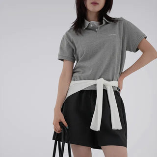 Embroidered collared short-sleeve tee