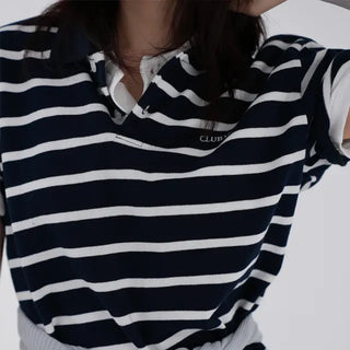 Embroidered collared short-sleeve tee