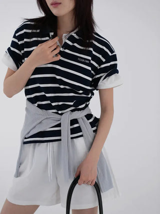 Embroidered collared short-sleeve tee