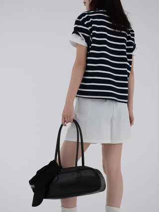 Embroidered collared short-sleeve tee