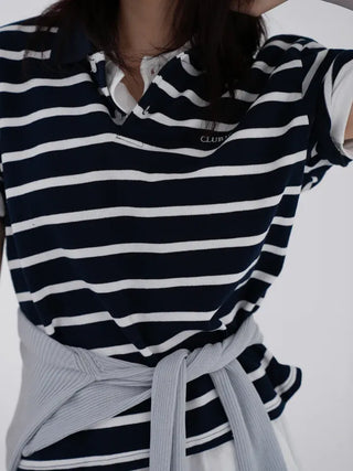 Embroidered collared short-sleeve tee