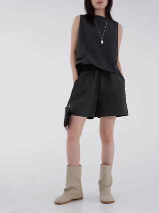 Chiring elastic banding rustling shorts