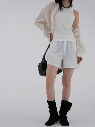 Chiring elastic banding rustling shorts