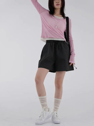 Chiring elastic banding rustling shorts