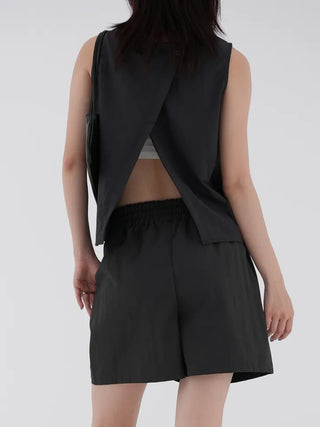 Chiring rustling back slit sleeveless