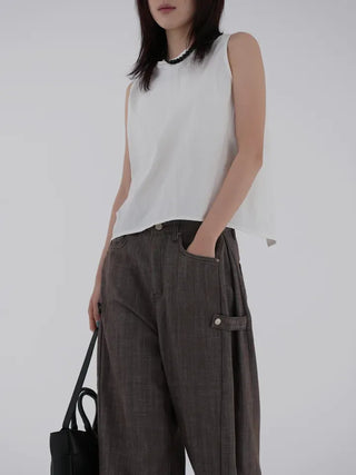 Chiring rustling back slit sleeveless