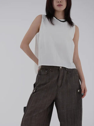 Chiring rustling back slit sleeveless