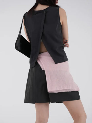Chiring rustling back slit sleeveless