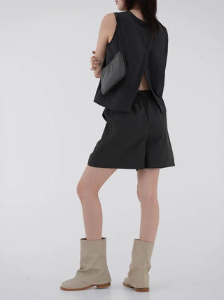 Chiring rustling back slit sleeveless