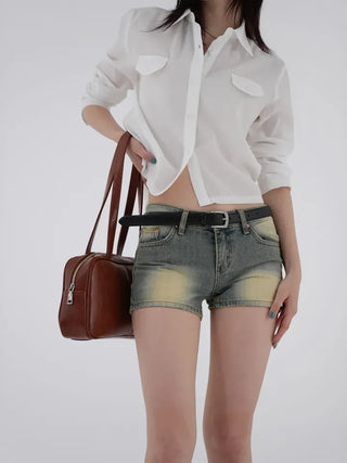 Aura Low-Rise Denim Shorts