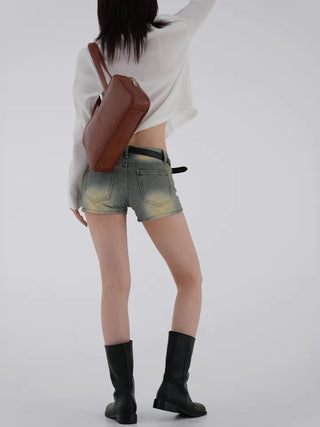 Aura Low-Rise Denim Shorts