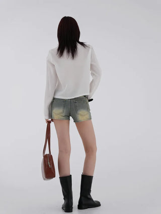 Aura Low-Rise Denim Shorts