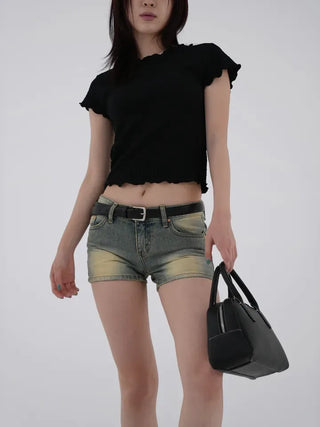 Aura Low-Rise Denim Shorts