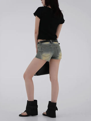 Aura Low-Rise Denim Shorts
