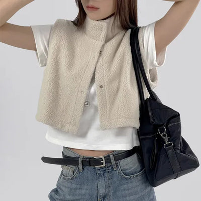 Pain Fleece Crop Vest