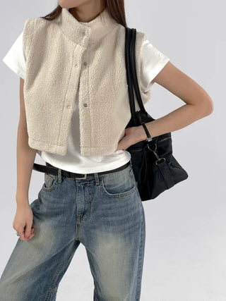 Pain Fleece Crop Vest