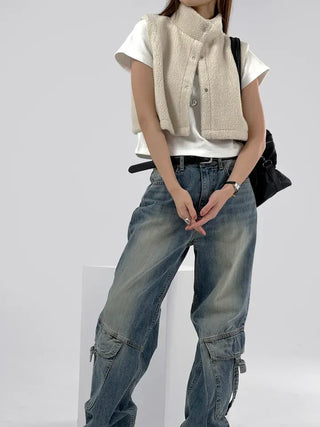 Pain Fleece Crop Vest