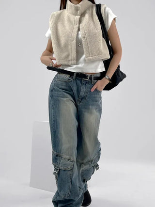 Pain Fleece Crop Vest