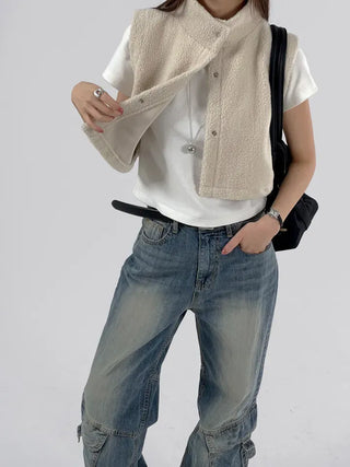 Pain Fleece Crop Vest