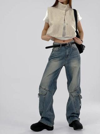Pain Fleece Crop Vest
