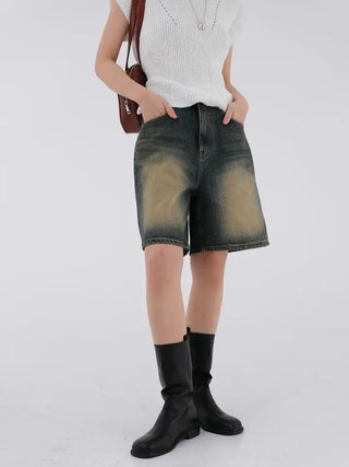 Roaming Washed Half Denim Pants