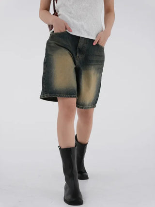 Roaming Washed Half Denim Pants