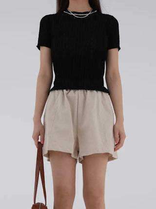 Orange back slit short-sleeve knit