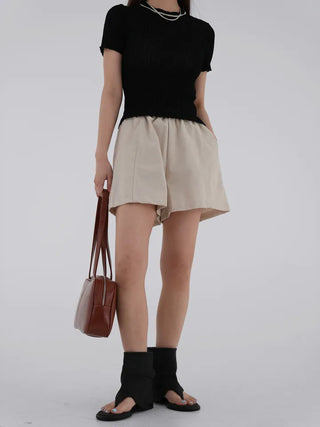 Orange back slit short-sleeve knit