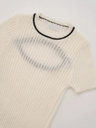 Orange back slit short-sleeve knit