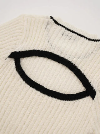 Orange back slit short-sleeve knit